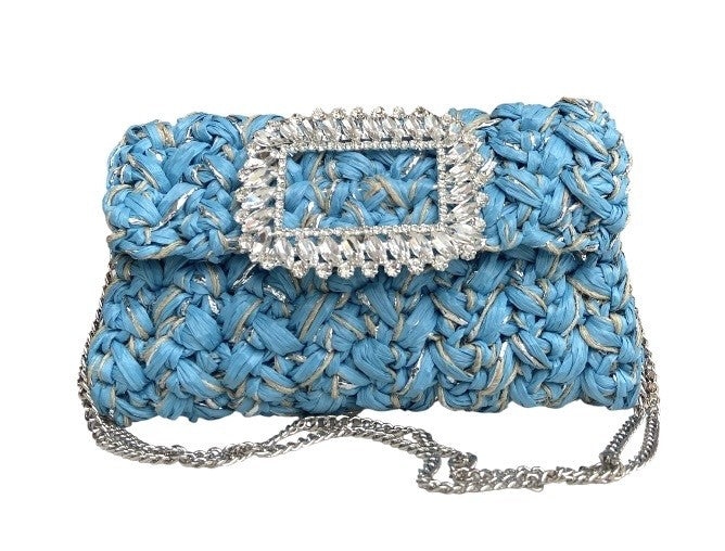 BEBETTE RAFFIA AND JUTE couture crystal buckle