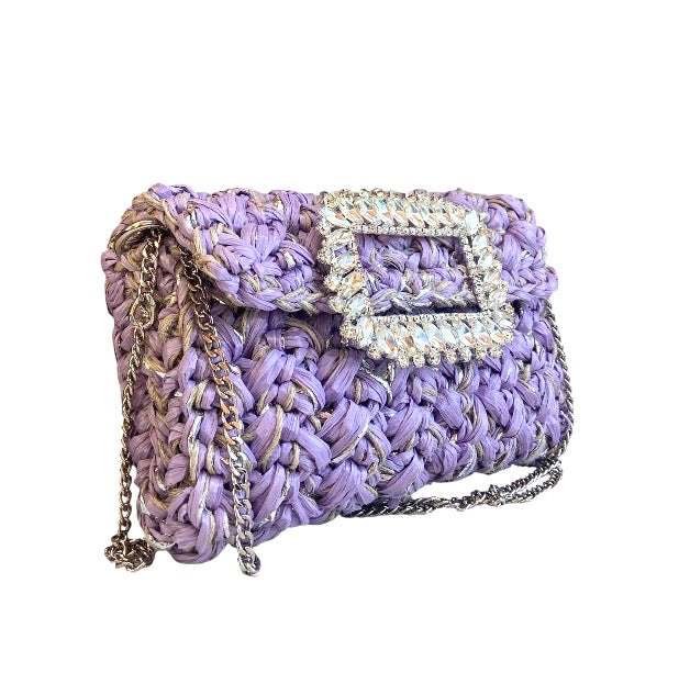 BEBETTE RAFFIA AND JUTE couture crystal buckle – Lorenza Gandaglia