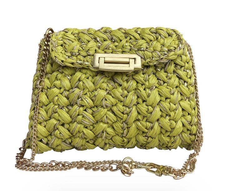 BEBETTE RAFFIA AND JUTE couture crystal buckle