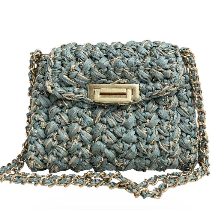 BEBETTE RAFFIA AND JUTE couture crystal buckle