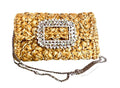 BEBETTE RAFFIA AND JUTE couture crystal buckle