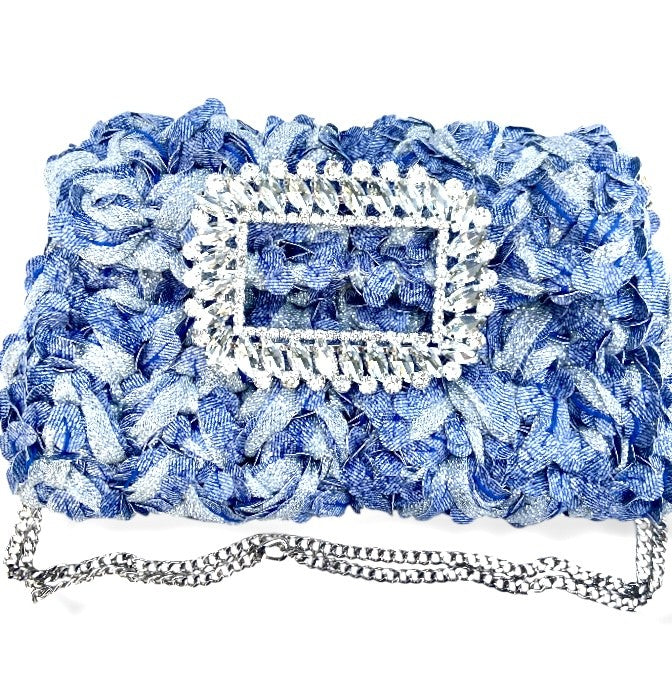 BEBETTE TWEED SEQUINS , AMAZING CRYSTAL BUCKLE