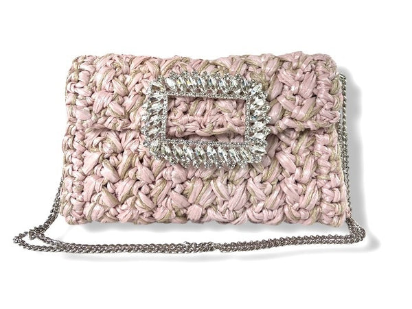バッグ LORENZA GANDAGLIA Lorenza Gandaglia Grosgrain Raffia Clutch Blue – SantM