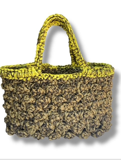 BIANCA basket JUMBO RAFFIA AND NYLON GAZAR