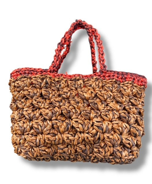BIANCA basket JUMBO RAFFIA AND NYLON GAZAR