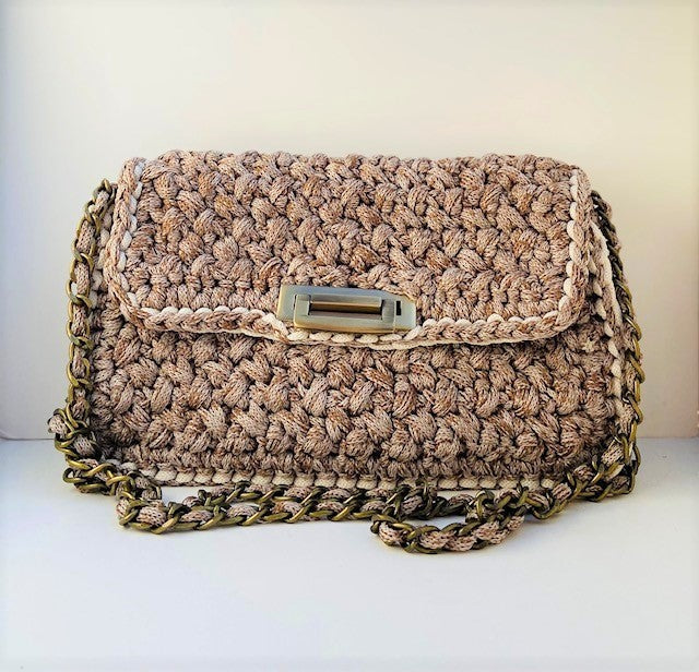 Crochet Messenger Bag With Two Pockets and Locks Short and 